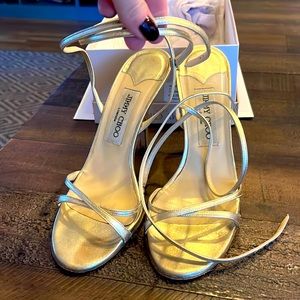 Gold Jimmy Choo Ankle wrap sandal